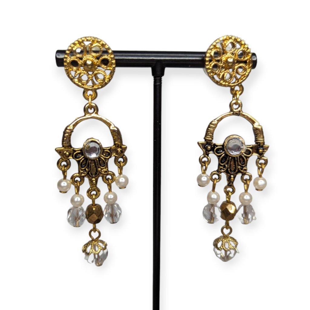 Gold Tone  Silver Tone Dangle Earrings